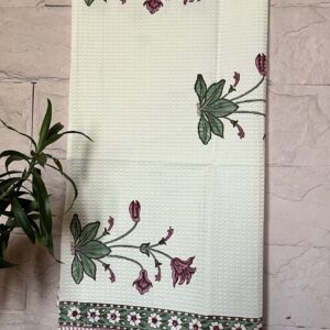 Lavanya – 100% Hand Block Print Cotton Waffle Bath Towel.