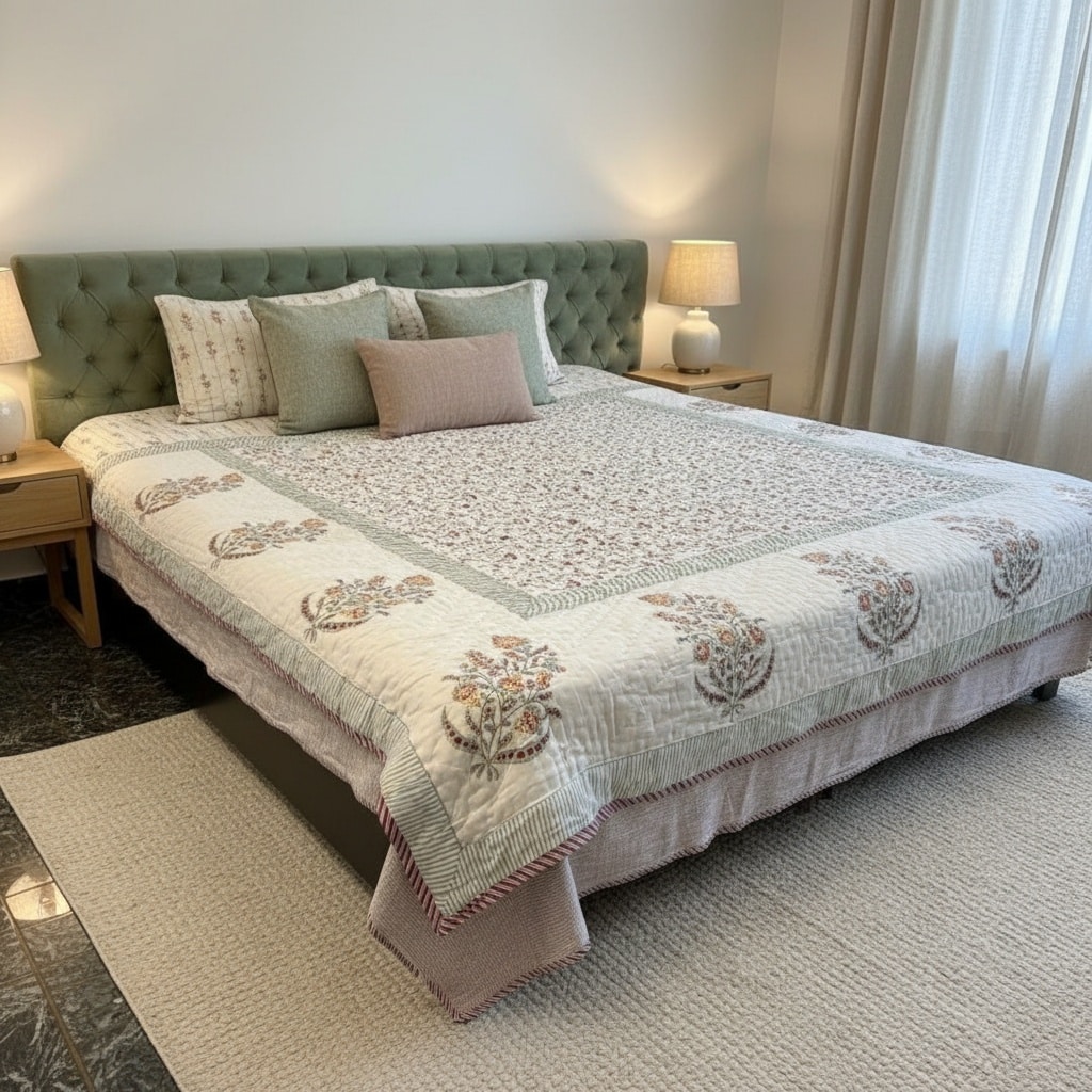 Phoolkari – MulMul Cotton Quilt - Image 2